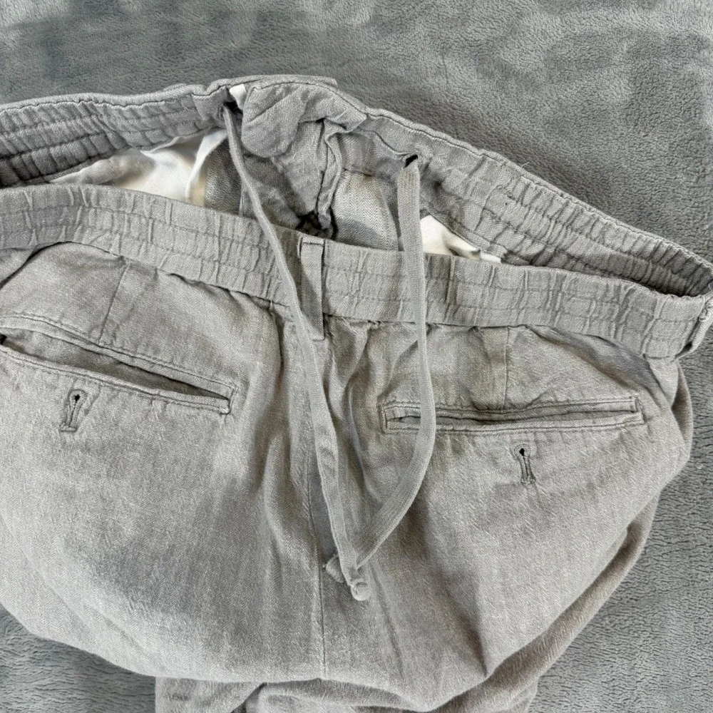 Banana Republic Mason Athletic Tapered Linen Pants Men's Size 32x34 Gray